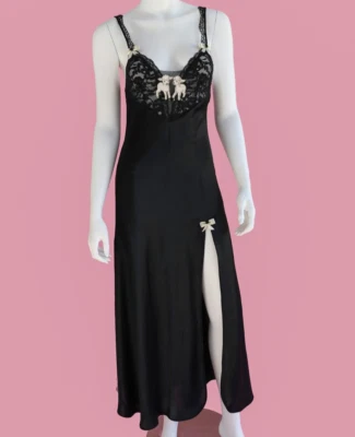 Vestido longo de fenda preto retrabalhado Gold Label Victoria’s Secret Little Lamb tamanho XS - Imagem 1 de 4