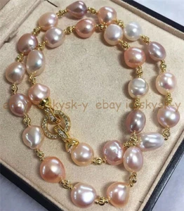 Gorgeous 12-13mm Natural South Sea Pink Purple Baroque Pearl Necklace 14-36'' - Picture 1 of 21