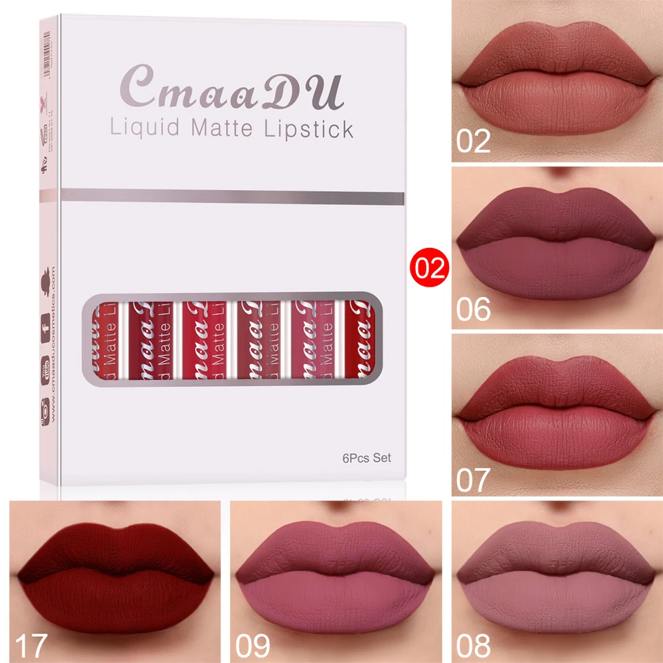 6 Boxes Of Matte Non-stick Cup Waterproof Lipstick Long Lasting Lip - Image 1 of 4