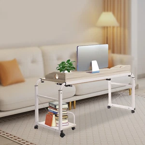 Over bed Table Desk Rolling Height Adjustable Laptop Computer Desk Cart For Home - Picture 1 of 18
