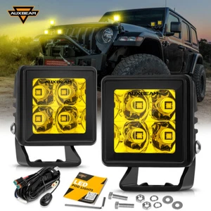 AUXBEAM 2Pc 2" LED Work Light Offroad Driving Light Yellow Fog Light Ditch Light - Imagen 1 de 12