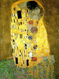 Gustav Klimt `The Kiss' *FRAMED* CANVAS ART 24x16" Art - Picture 1 of 1