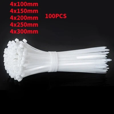 Bridas de cable de nailon ajustables autobloqueantes de 4 mm 100 piezas correas de plástico Foto 1 de 4