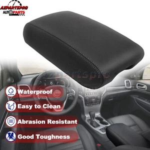 For 2011-2019 Jeep Grand Cherokee Leather Center Console Lid Armrest Cover Black - Picture 1 of 12