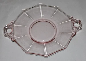 Fostoria Rosa Vertiefung Glas Teller Platte Decagon Schale mit Griffen - Bild 1 von 11