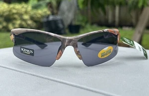 24/7 Life ~ King's Camo CA1 Half-Rim Wrap Sunglasses -Brwn Camo - Blk Lens - Picture 1 of 4