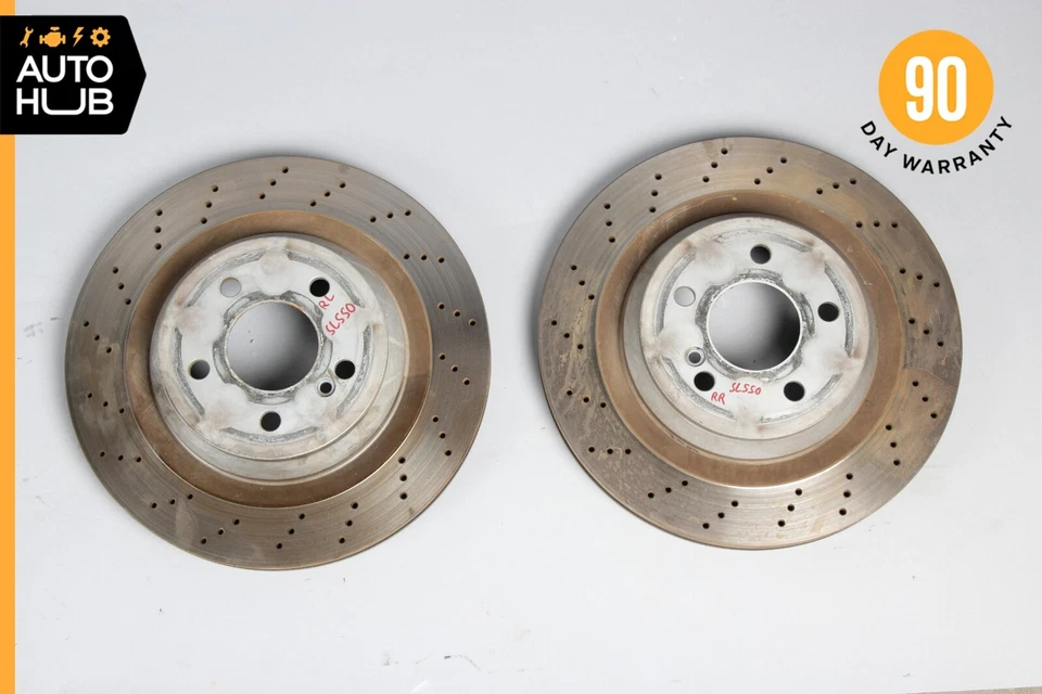 07-12 Mercedes R230 SL550 Juego de rotores de freno trasero disco izquierdo y derecho OEM 66k Foto 1 de 4