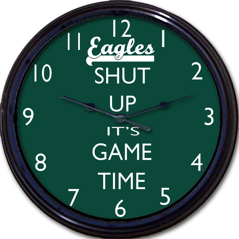 Philadelphia Eagles Football Wentz Foles Super Bowl Time Wall Clock Man Cave   - Image 1 of 1