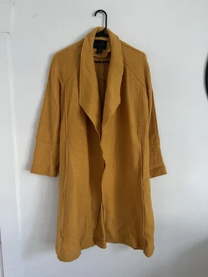 Abrigo Tahari Mujer XS Lana Abrigo Frente Abierto Clásico Carrera Tejido Ciudad Amarillo Foto 1 de 4