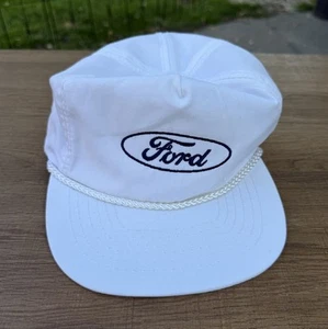 Vintage Ford White Nylon Rope Hat PVL Nice Condition Embroidered - Picture 1 of 6