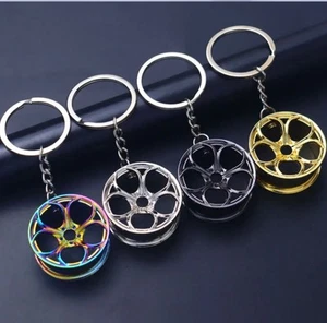 Metal Keychain Car Wheel Key Ring Car Style Key Chain Purse Backpack Charm - Picture 1 of 6