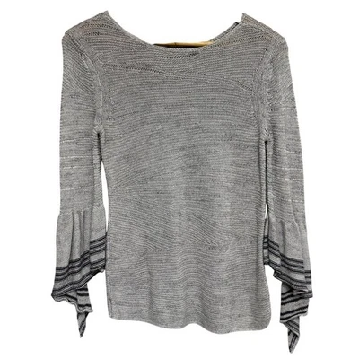 NIC+ZOE Suéter Tejido Abierto Top Mujer XS Manga Campana Asimétrico Ligero *Defecto Foto 1 de 4