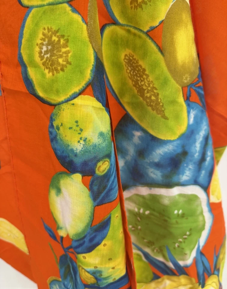 Saks 5th Avenue Cotton Shawl Scarf Pareo Orange W Blue Made Italy 55” x 75” - Image 1 of 4