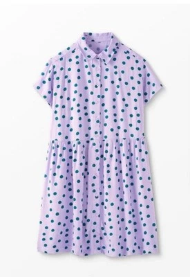 Hanna Andersson Woven Short Sleeve Button Down Dress Size M  lavender  Polkadot  - Image 1 of 4