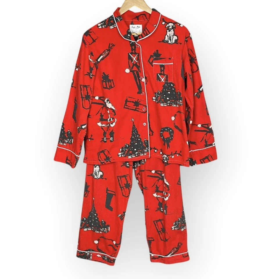 Sant Abel x Donald Robertson Womens Christmas Eve Pajamas Size M Dog Santa - Image 1 of 4