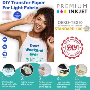 RED GRID Inkjet Papel Transferencia de Calor Camiseta Color Claro 8.5”x11” 75 Hojas - Imagen 1 de 18