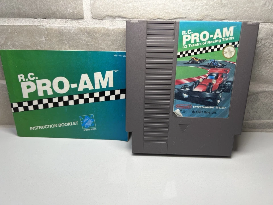 R.C. Pro-AM - Nintendo NES - Cartridge & Manual - TESTED - Image 1 of 4