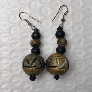 Ohrhänger Holz geschnitzt braun - Bild 1 von 2