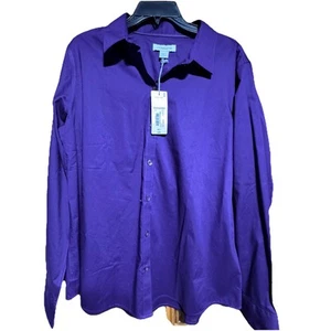 New! Liz Claiborne XXLT Wrinkle Free Purple Shirt Long Sleeve Cotton Blend - Picture 1 of 8