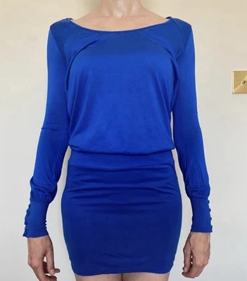 Colbolt Blue Reiss Dress Size 8 Draped top with fitted mini skirt Vintage - Image 1 of 4
