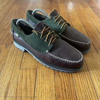 Size 11US - Drake’s x Sebago Campsides Askook Men’s Leather Patchwork Boat Shoes - Image 1 of 4