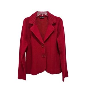 Blazer Suéter Jane Ashley Grande Rojo Oscuro Mezcla de Lana Cuello Acanalado Botones a Presión - Imagen 1 de 14