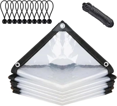 Telone Impermeabile Trasparente Con Occhielli, per Mobili Da Giardino, Utilizzab - Immagine 1 di 4