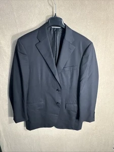 Canali 42R Slim Fit Black Fine Grid Black Stripe 100% Wool Made in Italy Blazer - Picture 1 of 16