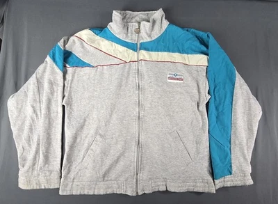 Chaqueta polar vintage solo para miembros clase mundial XL gris azul cremallera completa para hombre Foto 1 de 4