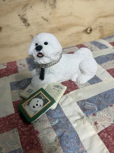 BICHÓN FRISE MI PERRO Estatuilla Estatua Amantes de Mascotas Regalo Pintado a Mano - Imagen 1 de 5