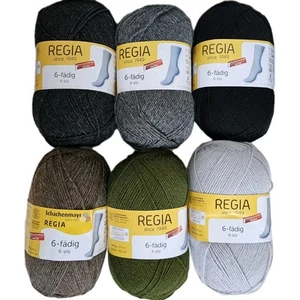 6x 150g Regia Sockenwolle 6-fädig Damen Herren Grau Braun (66,00 €/Kg) Z615 - Bild 1 von 7
