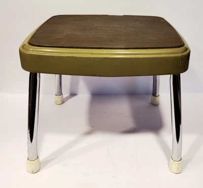 Vintage Metal Cosco One Step Sturdy Stool Green Color w/ Silver Legs - Image 1 of 4