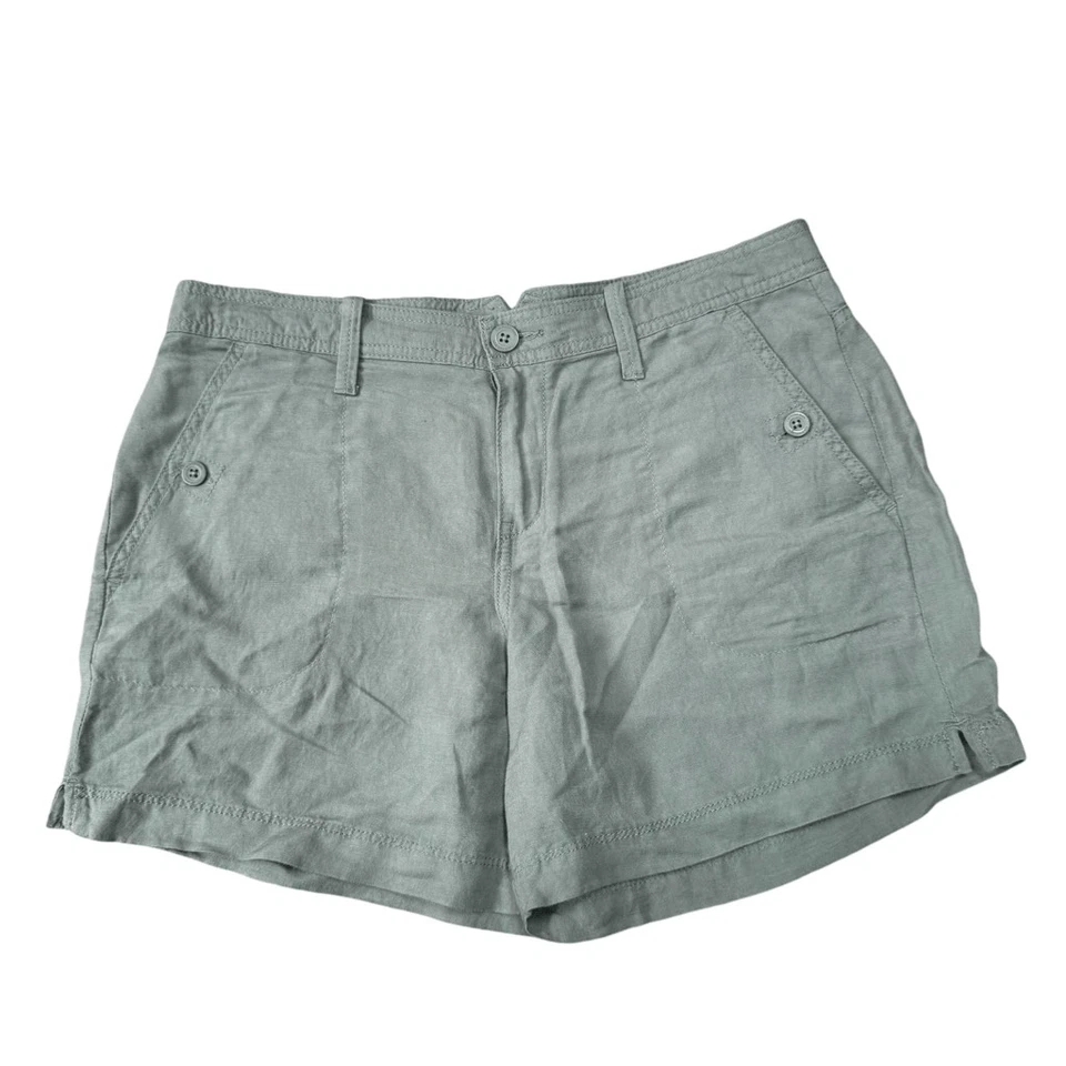 Pantalones Cortos Clásicos Calvin Klein Mezcla de Lino Color Salvia Talla 8 Foto 1 de 4