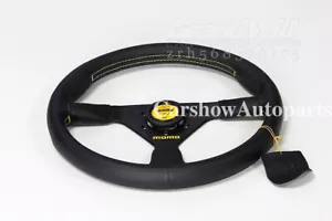 Universal Veloce Racing 14" Genuine Leather Thickened Spoke Sport Steering Wheel - Picture 1 of 13
