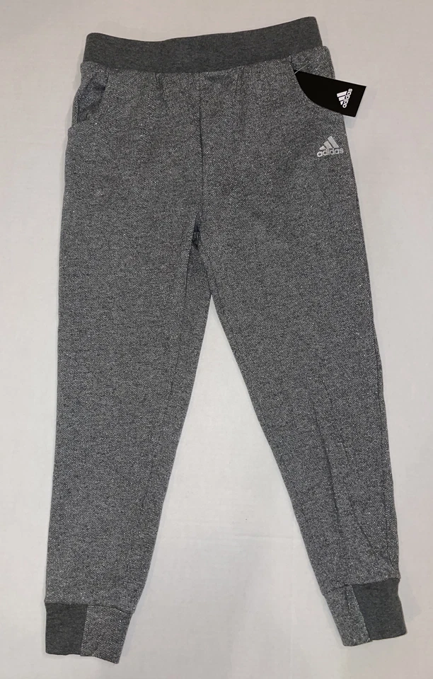 Adidas Sweatpants Glitter Gray Girls Youth Size Medium 10/12 AK4464 - Image 1 of 4