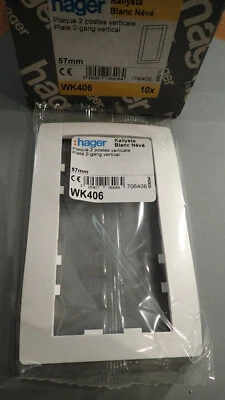 Hager WK406 - KALLYSTA - Plaque Verticale 2 postes 57mm Blanc Neve - A l'unité