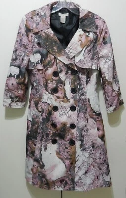 VERTIGO PARIS Pink/Gray Double-Breasted “Amoeba” Trench Coat *NO BELT* Size M - Image 1 of 4