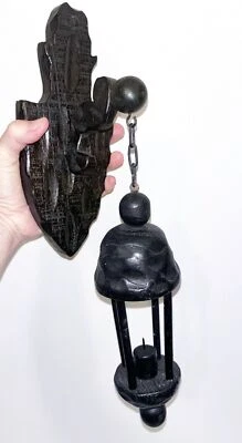 Linterna vela madera montaje en pared decoración colgante gótica Foto 1 de 4