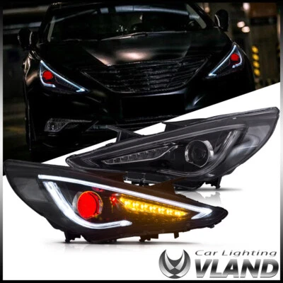 Faros proyectores LED para Hyundai Sonata negros 2011-2014 Demon Eye Foto 1 de 4