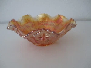 Carnival Glass Iridescent Fenton Marigold 7.5" Ruffled Edge Bowl Vtg AZ9 - Picture 1 of 12