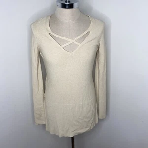 Free People Womens Tunic Sweater Sz S V Neck Knit Side Slit Long Sleeve - Picture 1 of 9