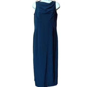 RIMINI BY SHAW WOMEN'S SIZE 6 BLUE SLEEVELESS JEWELED SHEATH DRESS VINTAGE - Picture 1 of 7