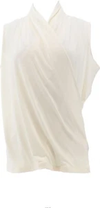 IMAN Global Chic Slvless Drape-Front Top NATURAL M NEW (269) - Picture 1 of 4