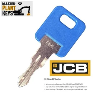 JCB Adblue DEF Tapa Key 334/D7450 marcado FA11 Claves de planta maestra JCB FABRICANTE DE EQUIPOS ORIGINALES - Imagen 1 de 1