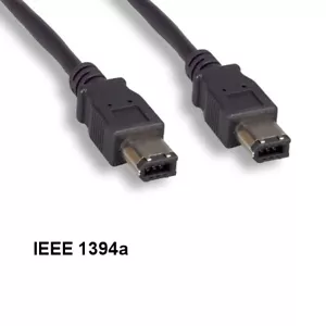 Kentek 10ft IEEE-1394a 6 Pin to 6 Pin Cable Firewire 400Mbps iLINK DV PC Black - Picture 1 of 1