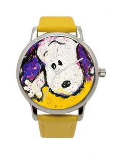 Snoopy by Everhart -To Every Dog There is A Season: "Fall" -Yellow Leather Strap - Picture 1 of 6