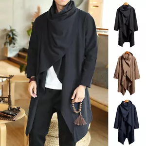 Vintage Men Punk Cardigan Cloak Jacket Loose Shawl Cape Poncho LongSleeve Coat ) - Picture 1 of 16