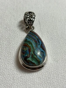 Sterling Silver Rainbow Calsilica Pendant With Large Decorative Bale - Picture 1 of 8