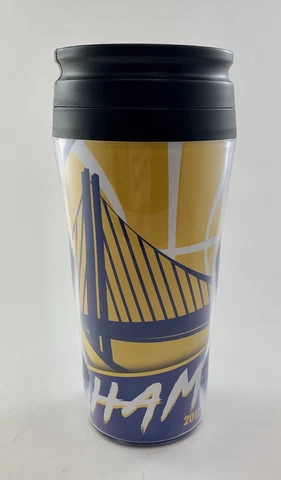 Golden State Warriors NBA 16oz Travel Mug Tumbler - 2017 2018 Champions - NEW Cover