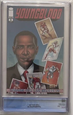 YOUNGBLOOD OBAMA CGC 9.6 BLUE INCENTIVE VARIANT 1:100 NM VERY RARE  #8 - Image 1 of 2